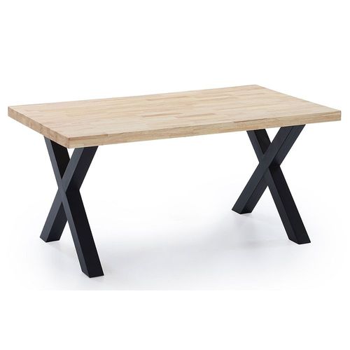 Table À Manger En Bois Coloris Chêne / Pieds Noir - Longueur 160 X Profondeur 90 X Hauteur 76 Cm