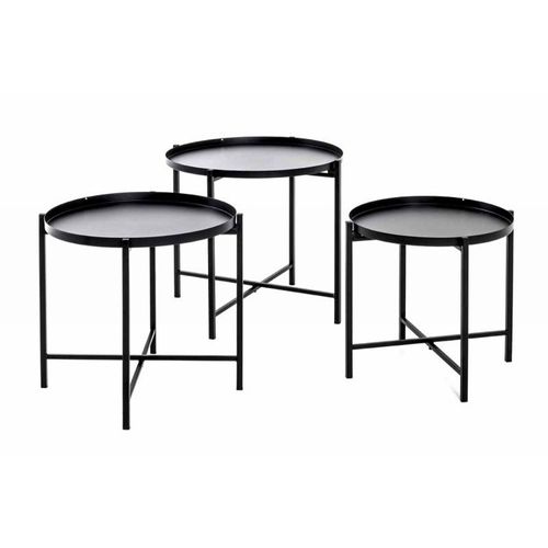 Lot De 3 Tables Basses Design "Kwami" 48cm Noir