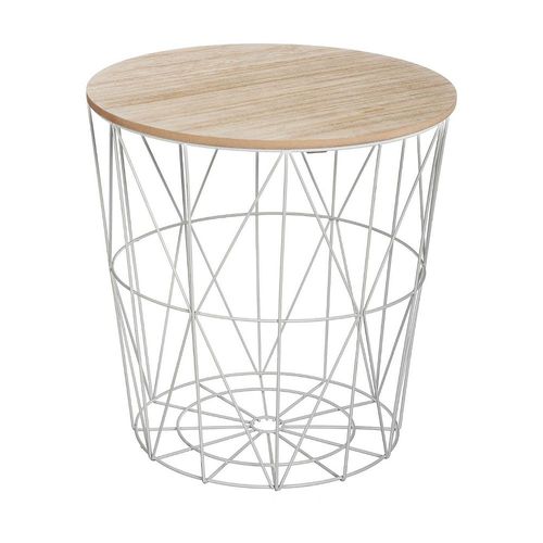 Table À Café En Métal Gris Et Plateau En Bois H 41 Cm