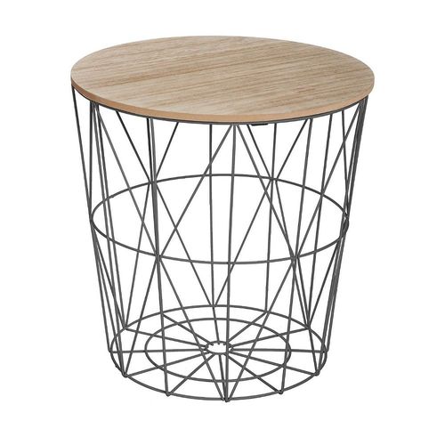 Table À Café En Métal Noir Et Plateau En Bois H 41 Cm