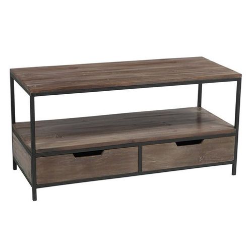 Table Basse 2 Tiroirs "Cassidy" 120cm Marron