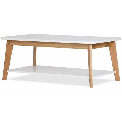 Table Basse Design "Kensal" 115cm Chêne & Blanc