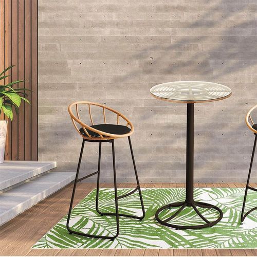 Table Mange-Debout Noire Avec Plateau En Verre - Jakarta