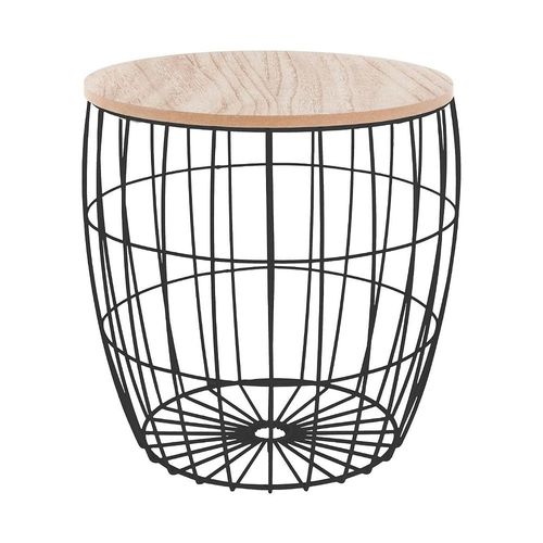 Lot De 3 Tables À Café En Bois Clair Et Métal Noir