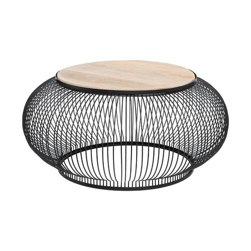 Set De 2 Tables Basses En Bois De Manguier Et Métal Filaire Noir