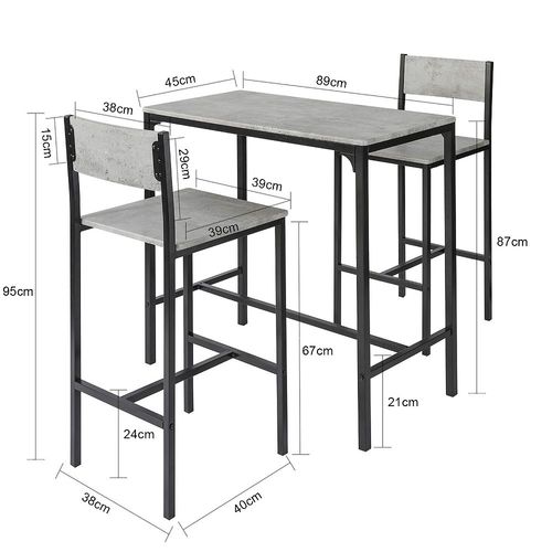 Ensemble Table De Bar + 2 Chaises Set De 1 Table + 2 Tabouret Haut De Bar Table Haute - Sobuy Ogt03-Hg