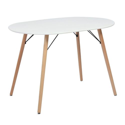 Table À Manger Scandinave Blanche 4 Places Ovale