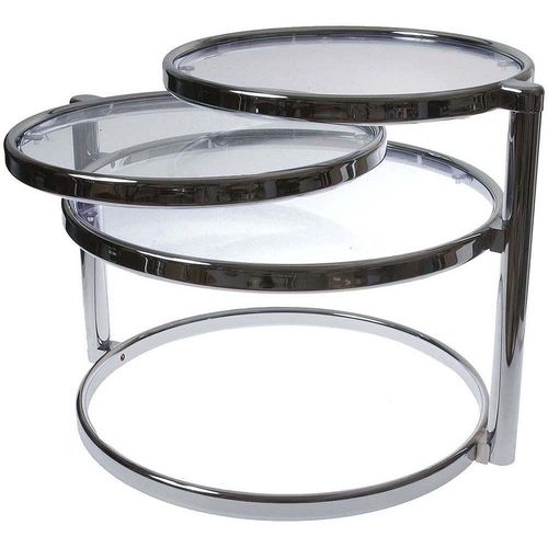Table Basse 3 Plateaux En Verre Et Métal Chromé