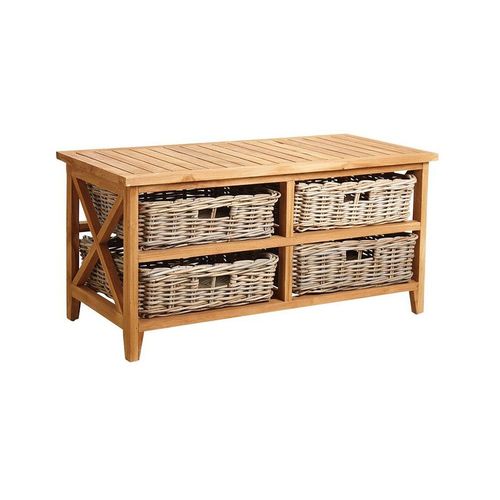 Table Basse En Teck Avec 4 Tiroirs