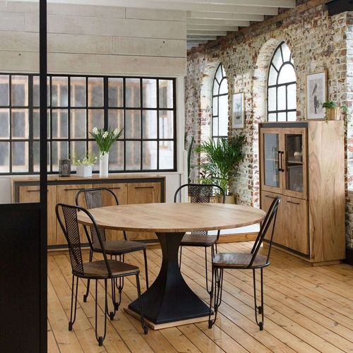 Table Ronde 140cm Acacia Pied Central