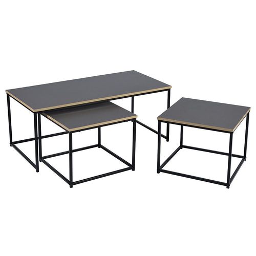3 Tables Basses Gigognes Noir Gris Foncé 110 Cm