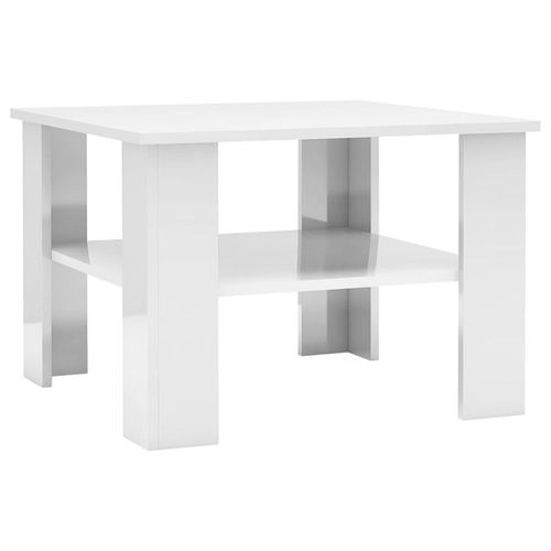 Table Basse Blanc Brillant 60 X 60 X 42 Cm Aggloméré - Vidaxl