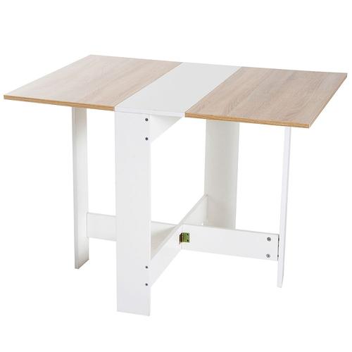 Table De Cuisine Pliable 103l X 76l X 74h Cm Panneaux Particules Bicolore Chêne Blanc