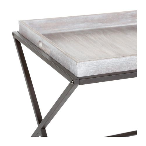 Table À Café Pliante En Métal Et Bois Plateau Amovible