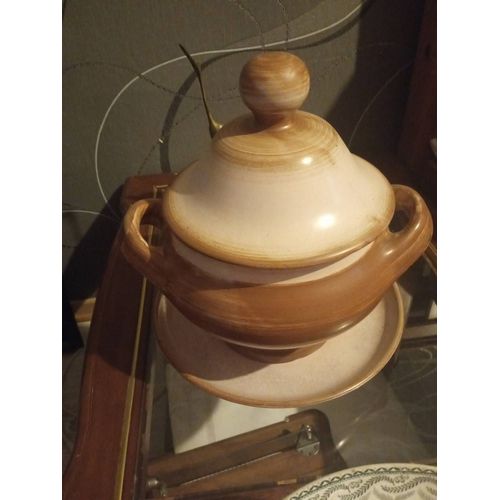Soupière Avec Plateau Céramique Longchamp / Vintage Design Très Bon État.