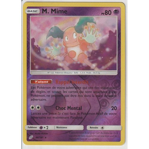 Carte Pokemon - M.Mime - 66/181 - Holo-Reverse - Édition Soleil Et Lune 9 Duo De Choc - V.F