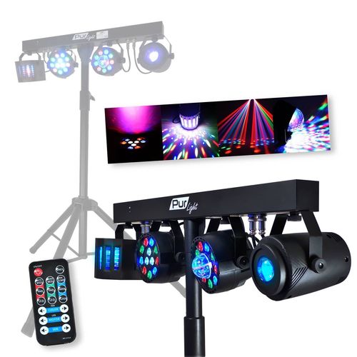 Portique + 4 effets lumière PAR/ASTRO/BEAM/DERBY + Télécommande - DMX - Pur Light EUPHORIA