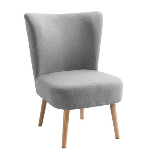 Nordlys - Fauteuil De Salon Crapaud Scandinave Avec Pieds Bois Et Tissu Hetre Gris