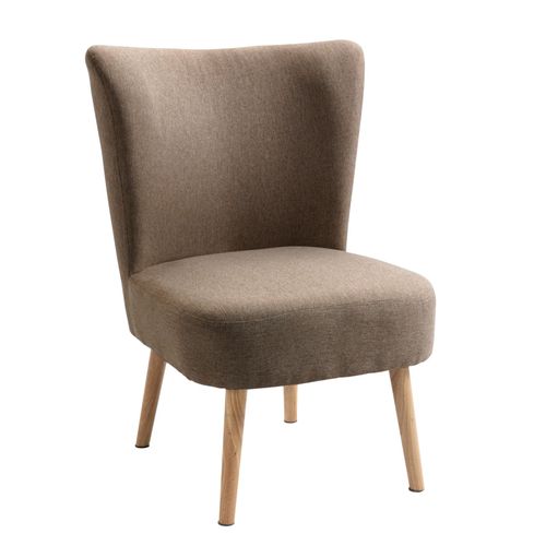 Nordlys - Fauteuil De Salon Crapaud Scandinave Avec Pieds Bois Et Tissu Hetre Marron