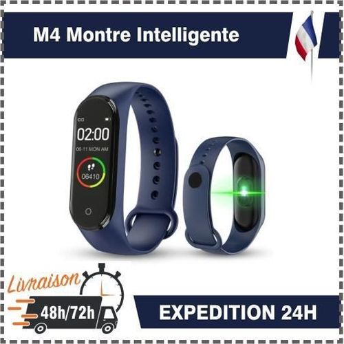 M4 Montre Intelligente Bluetooth Sport Montres Santé Bracelet Fréquence Podomètr (Bleu)