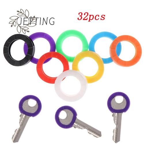 Capuchons en caoutchouc multicolores pour porte-clés,étui élastique,capuchon de tête,étiquettes de verrouillage,marqueurs d'identification,32 pièces,HTML,bricolage