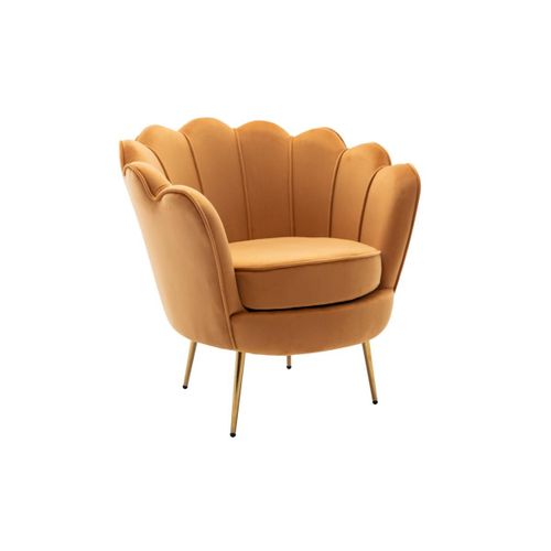 Fauteuil Coquillage En Velours Jaune Moutarde Dandelion