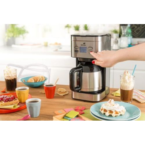 Senya Cafetière Électrique Programmable Inox Hot Coffee, Verseuse Isotherme En Acier Inoxydable, Fonction Sélecteur D'arome, Maintien Au Chaud Pendant 8h, 1,2l, 800w, Sybf-Cm025