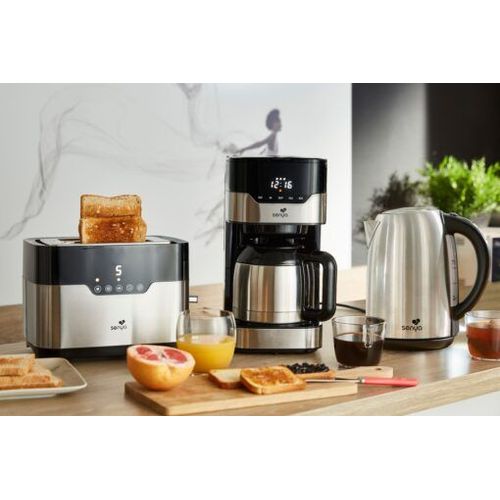 Set petit déjeuner – Cafetière isotherme, Grille-pain tactile et Bouilloire inox 1,7L
