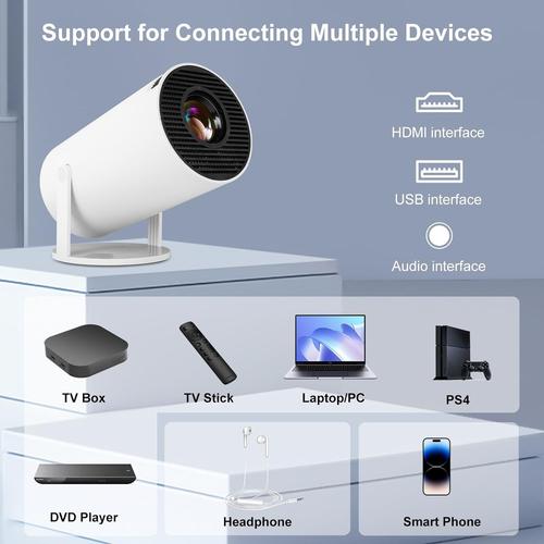 Mini Projecteur, Vidéoprojecteur Intelligent 4K/120 ANSI avec BT 5.0, Android 11.0, Portable - 180 Degrés, 130 Pouces