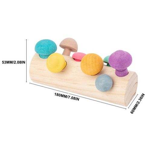 Blocs En Bois Arc-En-Ciel, Jeu De Cueillette De Champignons, Jouets Éducatifs Montessori En Bois Pour Bébé, Forme Assortie, Assemblage, Préhension