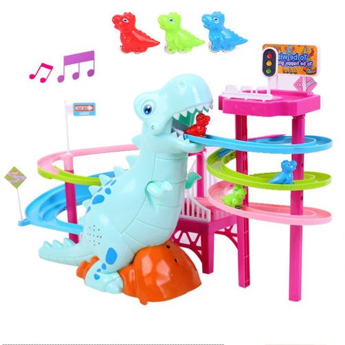 Costume De Paradis Dinosaure Cochon Jouets Escalade Escaliers Piste Peggy Coulissant Assemblage Électrique Avec Musique Colorée