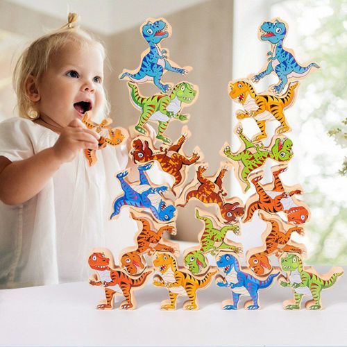 Jeu De Société À Empiler Créatif Dinosaure Montessori, Jeu De Jenga Arc-En-Ciel, Blocs De Construction D'Équilibre, Anti-Stress Interactif Pour Enfants