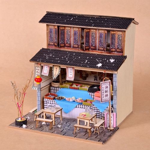 Mini Maison De Poupée En Bois Avec Lampe, Bricolage, Architecture Ancienne Chinoise, Faite À La Main, Modèle D'assemblage, Cadeau Créatif