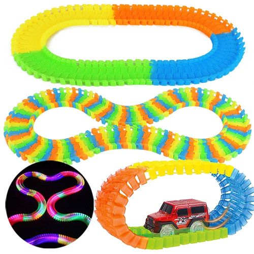 Ensemble De Pistes De Voiture De Course Lumineuses, Jouets De Voiture De Chemin De Fer Flexible, 80 À 400 Pièces