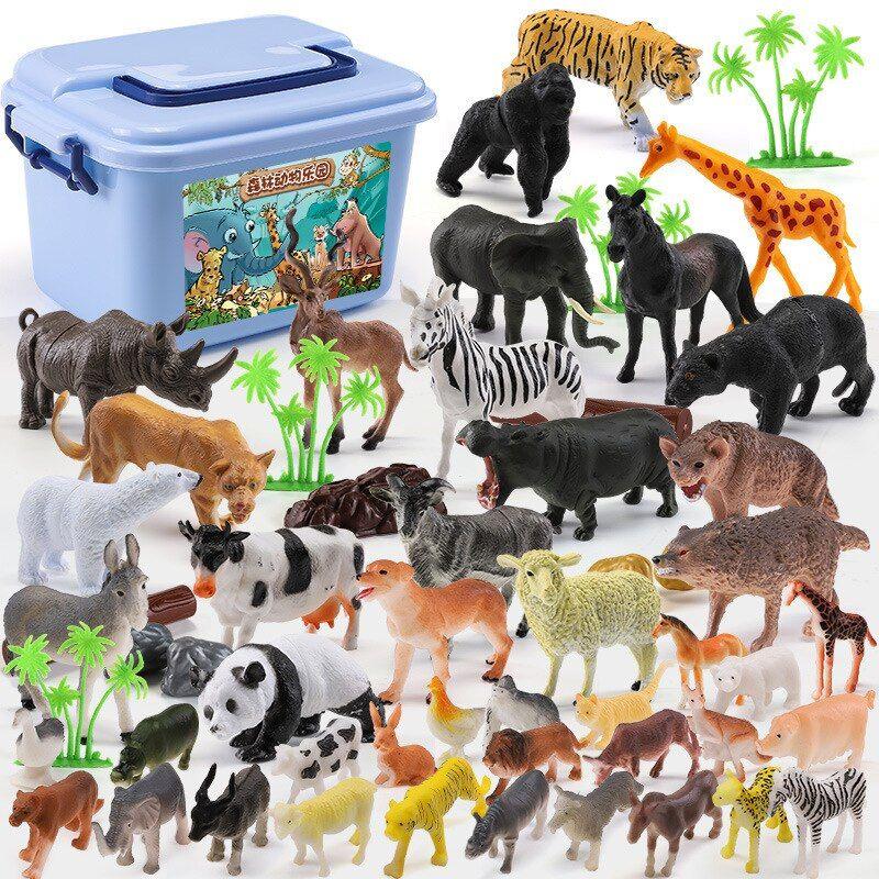 Lot de 44 jouets animaux animaux de la ferme de la forêt, Zoo, Jungle,  tigre, Panda, mouton, jouets cognitifs pour enfants