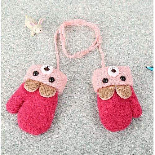 Gants Mignons Ours De Dessin Animé Pour Bébé De 0 À 3 Ans, Mitaines En Laine Tricotée, Épaisses Et Chaudes, Avec Corde Complète, Pour Garçons Et Filles, Nouvelle Collection Hiver