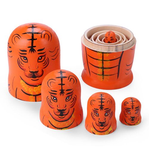 Poupée Matrioshka Peinte À La Main Pour Enfants, Ensemble De Jouets Mignons, Lion Matrioshka, Nidification Russe, Décoration De La Chambre De La Maison #21