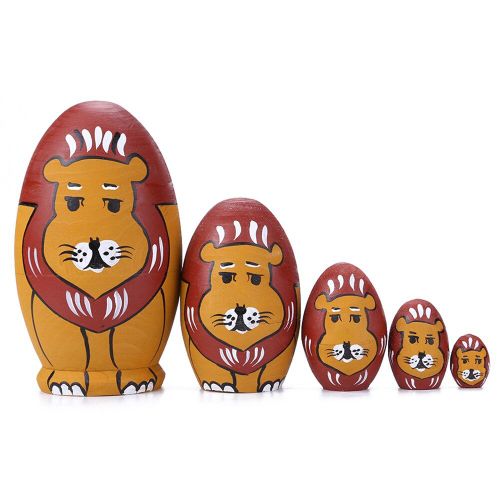 Poupées Matrioshka En Bois Lion, Jouets, Nidification Russe, Peint À La Main, Cadeaux D'anniversaire Pour Enfants, #21