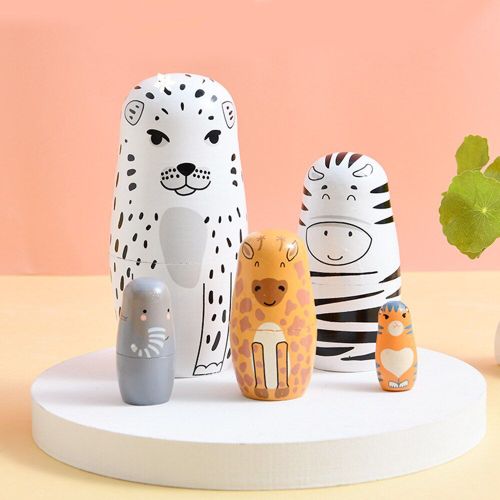 Poupées Matryoshka En Bois Peintes À La Main Pour Enfants, Jouets, Léopard, Nidification Russe, Fournitures D'anniversaire, Festival