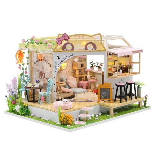 Maison De Poupée En Bois À Monter Soi-Même, Cabane, Café, Jardin, Loisirs, Jouet Pour La Patience, Matériel De Culture