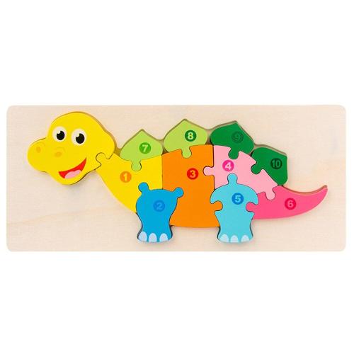 Puzzle 3d En Bois Pour Bébés, Dinosaure, Girafe, Animaux, Nombres, Amusant, Jeu Éducatif Montessori, Cadeau Pour Enfants