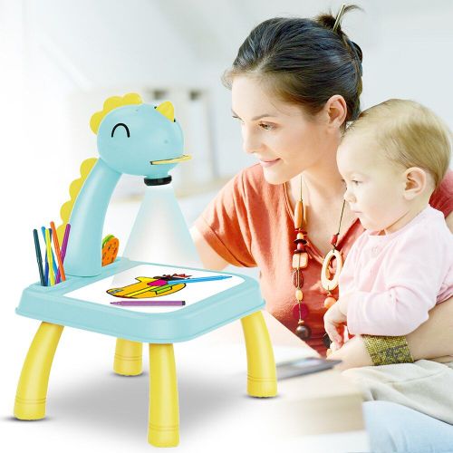 Planche À Dessin De Projecteur Led De Dinosaure, Planche Détachable Pour Enfants, Jouet D'apprentissage De Dessin, Projection Musicale, Outil De Peinture De Bricolage