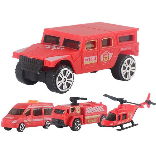 Mini Tracteur De Voiture En Alliage D'ingénierie Pour Enfants, Jouet Rouge, 4 Pièces, Véhicule Moulé Sous Pression, Jeu D'ambulance, Cadeau Pour Enfants