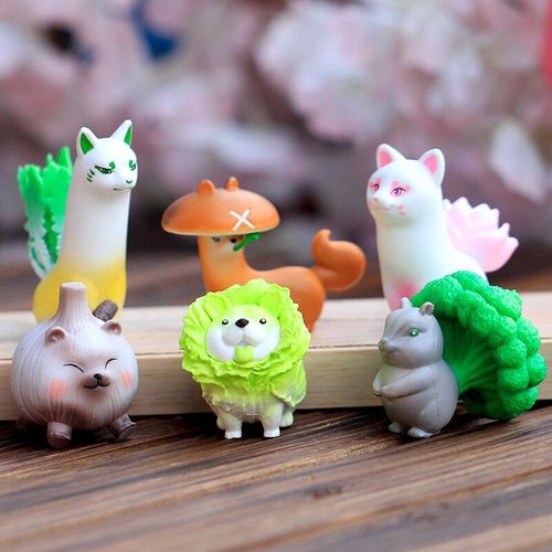 Figurines De Poulpe En Pvc, 8 Pièces/Ensemble, Légumes, Magicien, Chou, Chien, Maïs, Cerf, Champignon, Vison, Oignon, Chat, Décoration Cadeau