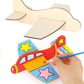 Puzzle En Bois Vierge Pour Enfants, 2 Pièces, Jouet De Bricolage, Modèle D'Avion, Jeu Amusant, Peinture, Graffiti, Matériel D'Artisanat D'Art