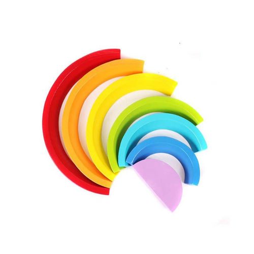 Blocs De Construction En Bois Colorés Arc-En-Ciel Montessori, Jouets Pont En Arc, Grand Bloc D'assemblage En Bois, Jouet Éducatif Pour Bébé Pour Enfants