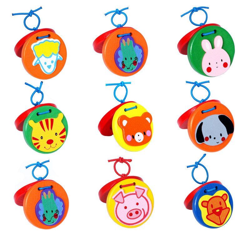 Ensemble De 3 Pièces De Castagnettes En Bois, Poignée À Percussion, Instrument De Musique, Jouets D'Écoute Éducatifs Pour Bébés Et Enfants, Cadeaux De Noël