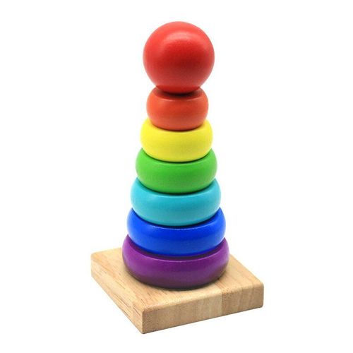 Anneaux Empilables En Bois Coloré Arc-En-Ciel, Tour Blocs De Construction, Jouets Éducatifs Montessori, Haut, Jouet Pour Bébé, Cadeau