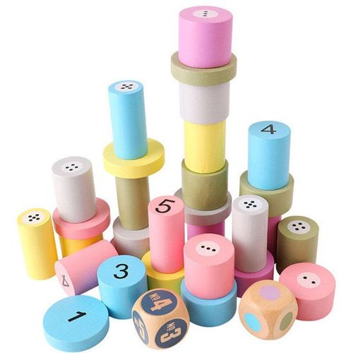 Grand Empileur En Bois Arc-En-Ciel Pour Bébé, Blocs De Construction, Jeu À Empiler, Dominos, Montessori, Jouets Éducatifs Pour Enfants, Cadeaux