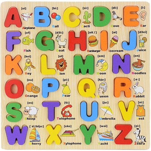 Jouets de Puzzle cognitif en bois pour enfants, dessin animé, lettres de l'alphabet 3D, planche à saisir, Montessori, jouet éducatif pour tout-petits, cadeaux